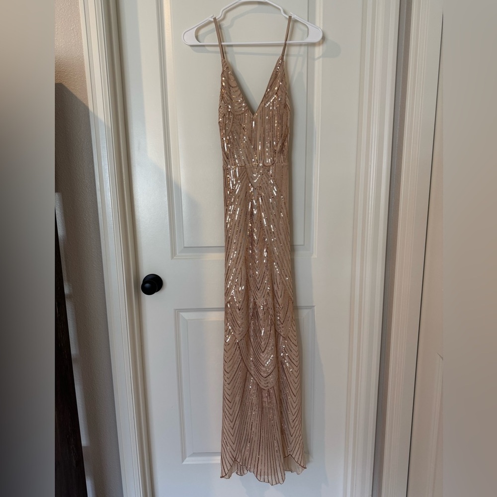 Elegant Champagne Sequin Gown